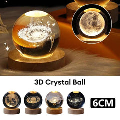 6 Designs: 3D Planet Crystal Ball Night Lamp | Cosmic Wonder - Dreamy-Designs Store Online