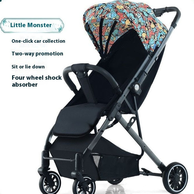 Pull Rod Type Summer Ultra-light Stroller Four Minus: Reversible, One-Click Folding, Multi-Color Stroller (With Trolley & Gifts) - Dreamy-Designs Store Online