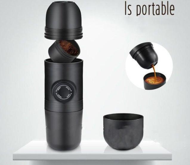 Portable Manual Coffee Machine (Black) - Compact 6x17.5cm Design, 8 Bar Pressure, 70ml Capacity - Dreamy-Designs Store Online