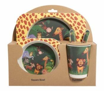 5-Piece Natural Bamboo Fiber Children's Tableware Set | Ages 6+ Months - Dreamy-Designs Store Online