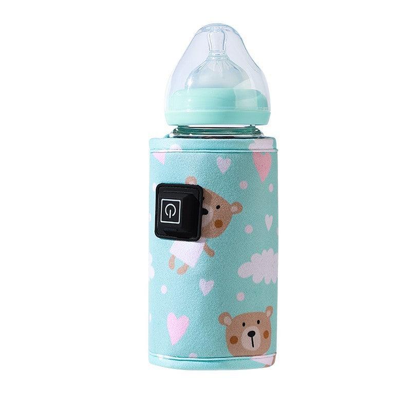 Baby Bottle Cooler Bag Warmer Thermostatic Heating Portable (USB Insulation Cover) - Cartoon Design (Blue Dinosaur/Pink Squirrel/Green Bear) - Dreamy-Designs Store Online