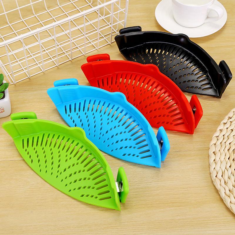 Silicone Clip-on Pot Pan Bowl Funnel Oil Strainer / Creative Rice Washing Colander / Draining Liquid Tool (Fits All Pot Sizes) - Dreamy-Designs Store Online