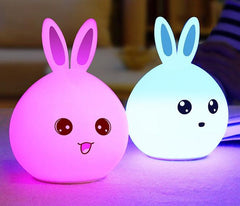 Cute Rabbit Night Light: 7-Color LED Lamp for Kids - Dreamy-Designs Store Online