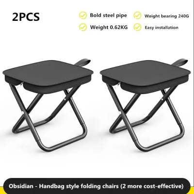 Outdoor Folding Pocket Stool Portable - Compact Seating Solution (Metal, Khaki/Black, Small/Large) - Dreamy-Designs Store Online