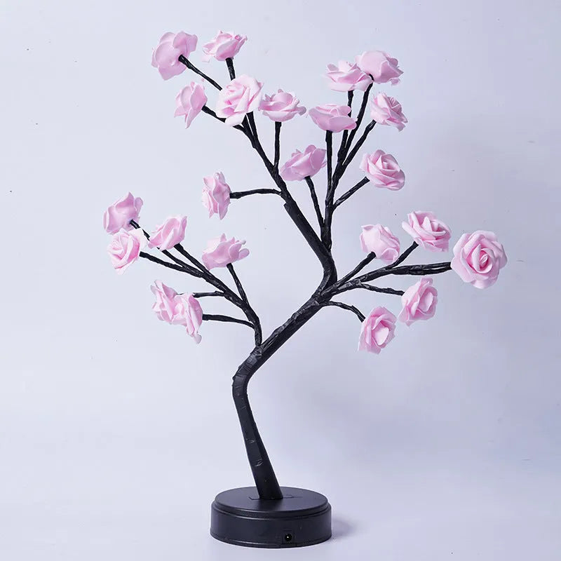 Flower Tree Rose Lamp (USB Powered) - Romantic Fairy Light Desk Decoration (8 Colors) / Wedding, Valentine's, Christmas Gift / Bendable Branches / LED Energy-Saving - Dreamy-Designs Store Online