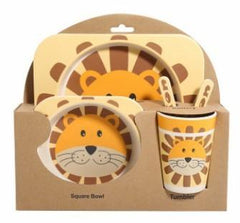 5-Piece Natural Bamboo Fiber Children's Tableware Set | Ages 6+ Months - Dreamy-Designs Store Online