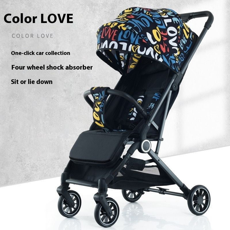 Pull Rod Type Summer Ultra-light Stroller Four Minus: Reversible, One-Click Folding, Multi-Color Stroller (With Trolley & Gifts) - Dreamy-Designs Store Online