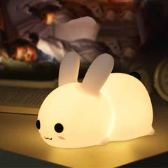 Rabbit LED Night Light Silicone Animal Cartoon Dimmable Lamp USB Rechargeable For Children Kids Baby Gift Bedside Bedroom - Dreamy-Designs Store Online