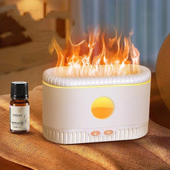 Simulated Flame Atmosphere Humidifier - Aromatherapy Mist Maker (200ml) / Desktop Quiet Operation (36dB) / 2-8 Hour Timer / 0.5-1L Tank / White & Black Options - Dreamy-Designs Store Online