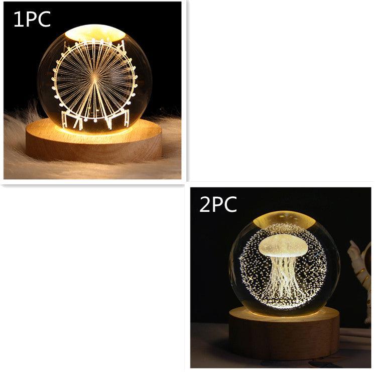 6 Designs: 3D Planet Crystal Ball Night Lamp | Cosmic Wonder - Dreamy-Designs Store Online