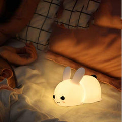 Rabbit LED Night Light Silicone Animal Cartoon Dimmable Lamp USB Rechargeable For Children Kids Baby Gift Bedside Bedroom - Dreamy-Designs Store Online