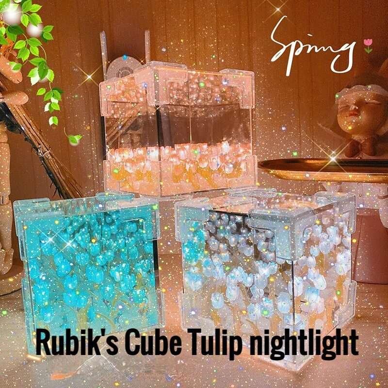 Handmade DIY Tulip Flower Small Night Light Romantic Gift For Girlfriend Mirror Lamp DIY Material Pack Atomsphere Decoration Home Decor - Dreamy-Designs Store Online