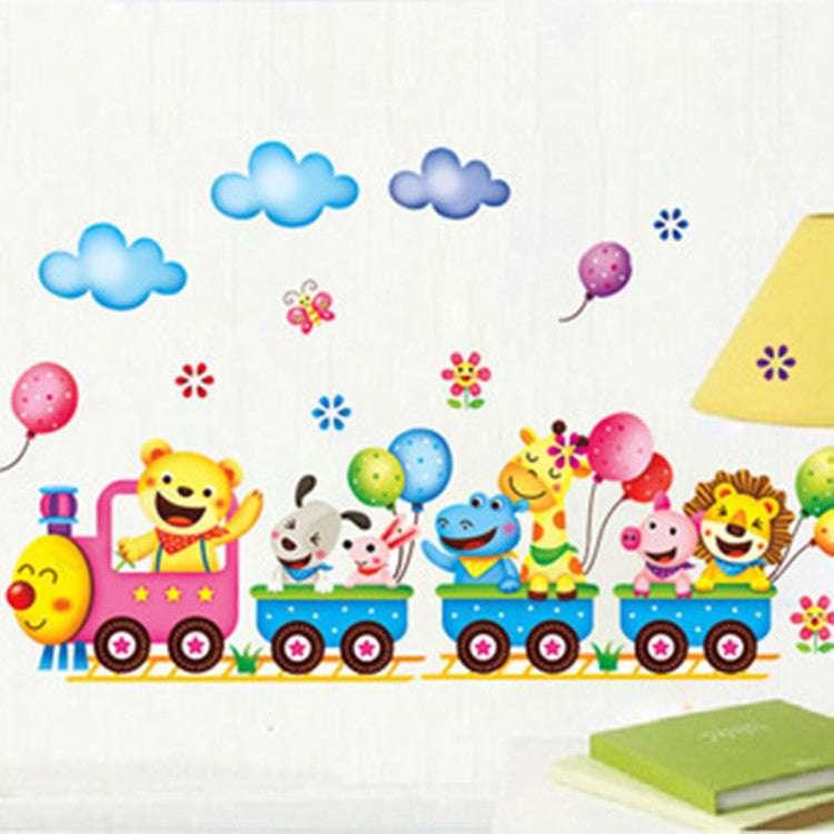 25x43cm Cute Animal Train Wall Stickers for Kids' Rooms - Dreamy-Designs Store Online