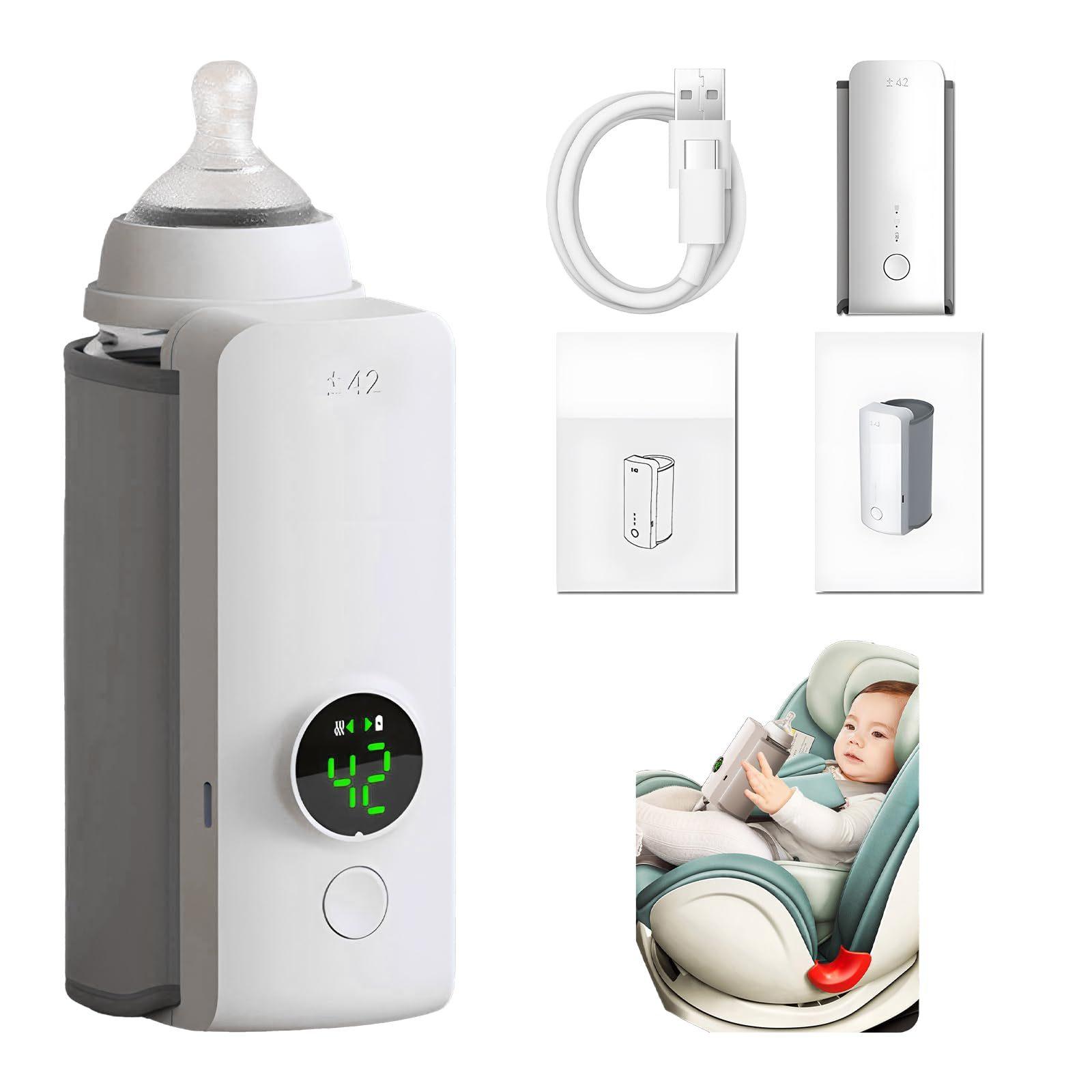 Portable Wireless Baby Bottle Warmer (USB Rechargeable) / 42°C Constant Temperature / Digital Display with 6-Speed Adjustment / Universal Insulation Sleeve - Dreamy-Designs Store Online