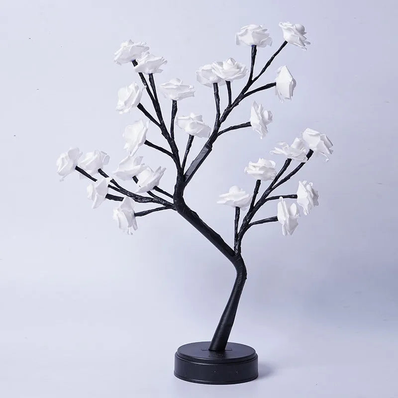 Flower Tree Rose Lamp (USB Powered) - Romantic Fairy Light Desk Decoration (8 Colors) / Wedding, Valentine's, Christmas Gift / Bendable Branches / LED Energy-Saving - Dreamy-Designs Store Online