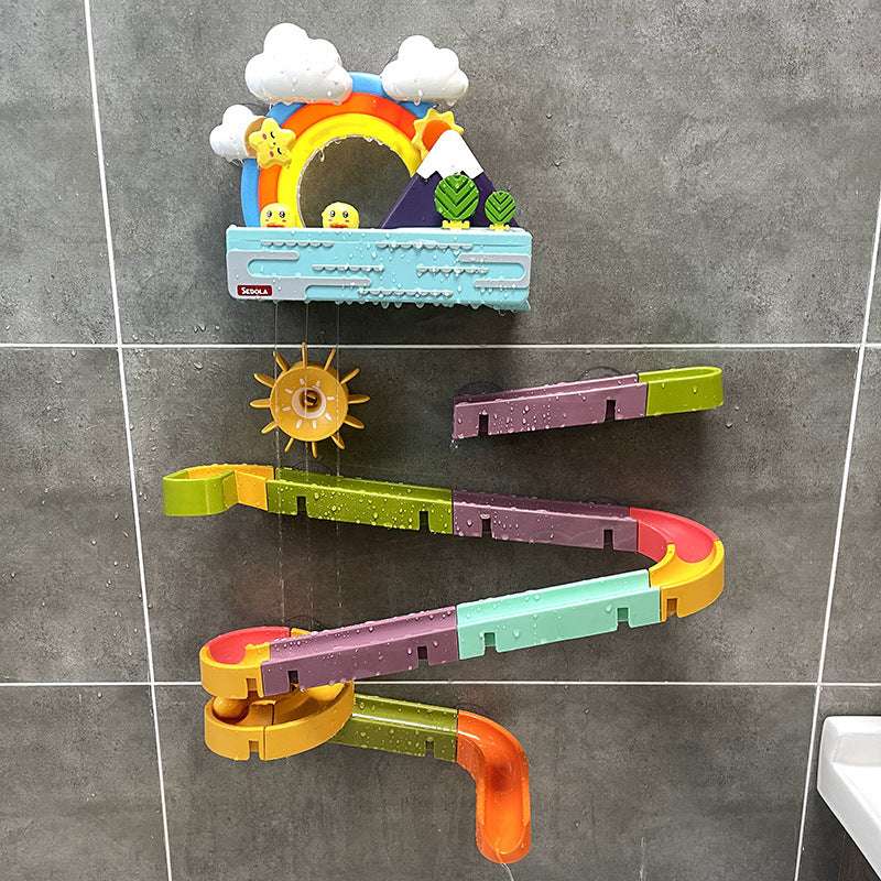 DIY Baby Bath Toys Wall Suction Cup Marble Race Run Track Bathroom Bathtub Kids Play Water Games Toy Set (15/35/60/18/39/66 Piece Sets) "Educational Construction Toys" "Safe & Durable" "Improves Creativity" - Dreamy-Designs Store Online