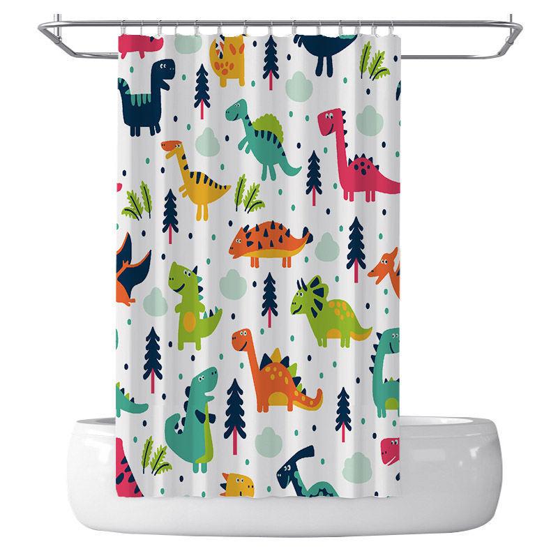 New Cartoon Dinosaur Shower Curtain (180X200cm) // Polyester Bath Curtain // Kids' Bathroom Decor - Dreamy-Designs Store Online