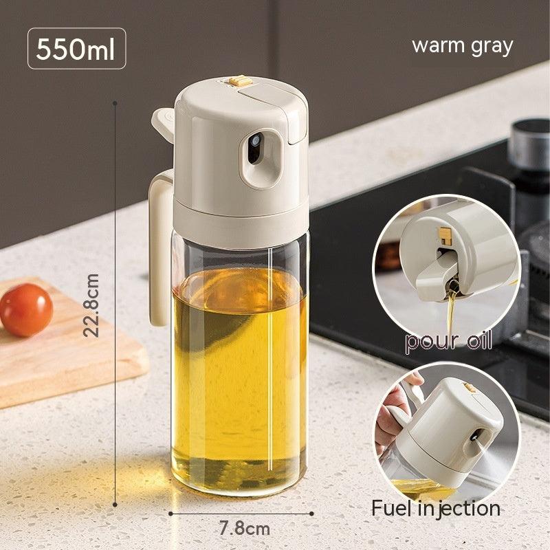 Home Fashion Personality Spice Jar (550ml) - Modern Simplicity Glass Oil Dispenser (Automatic Opening/Closing, Self-Contained Brush, Pressure Injection) - Warm Gray - Dreamy-Designs Store Online