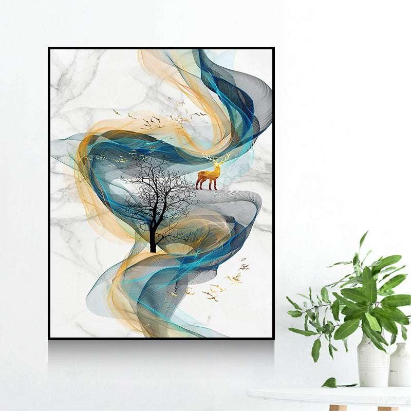 Decorative Painting For Vertical Meter Box - Nordic Abstract Canvas Art (35x45cm) - Hydraulic Lift Frame (Black/White) - Waterproof - Single Frame - PS Material - Dreamy-Designs Store Online