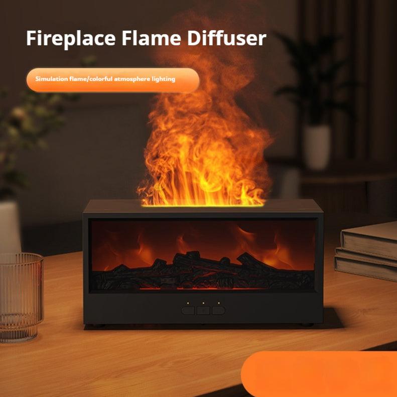 Simulated 3D Fireplace Flame Aroma Diffuser - USB Powered, Low Noise (36-45dB) / Remote Control / 0.5L Tank / 2-8 Hour Timer / Retro, Creative, Nordic Style (Black or White) - Dreamy-Designs Store Online