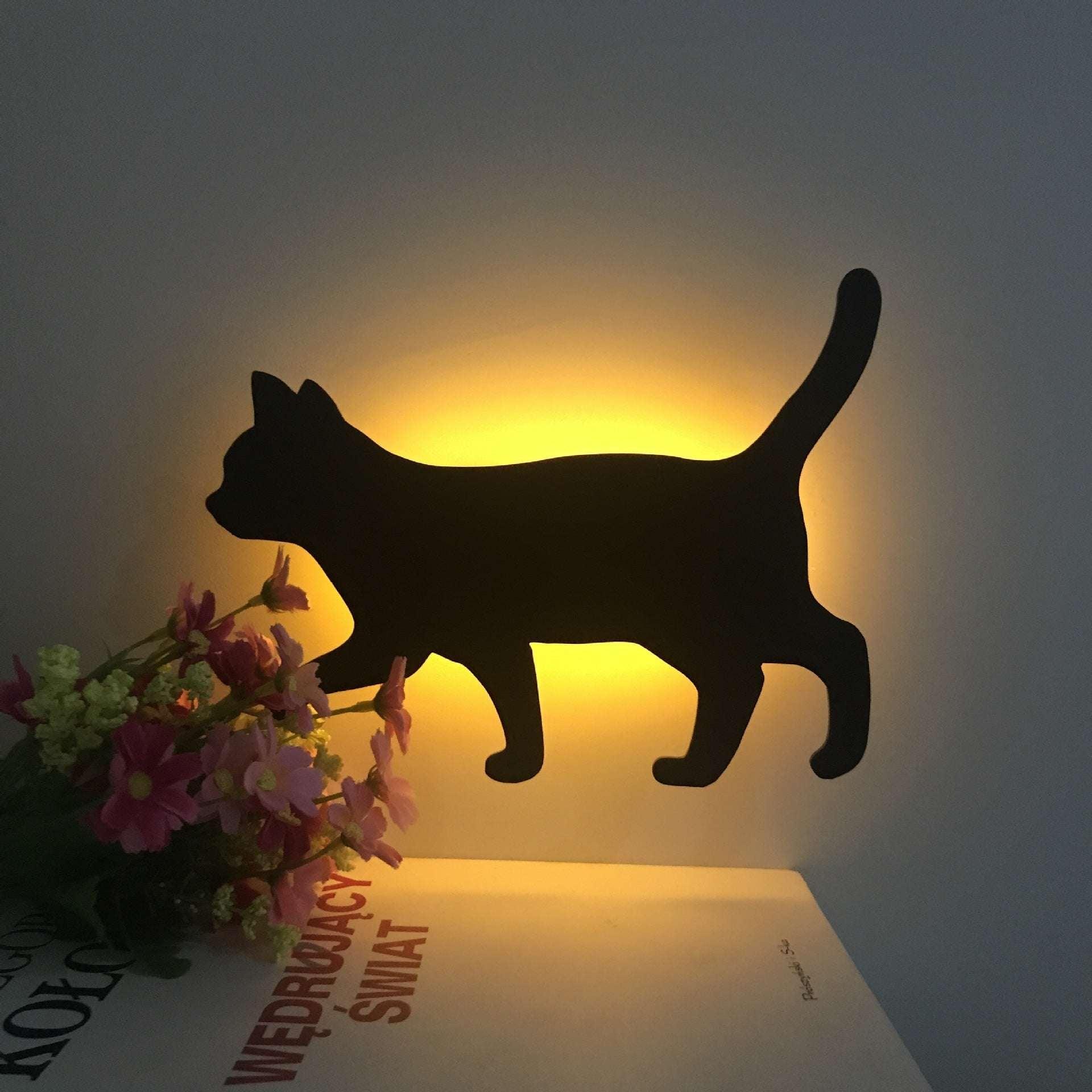 LED Animal Dog Cat Night Light Kitten Smart Sound Sensor Control Wall Lamp Home Corridor Balcony Night Lamp Baby Kids Sleep Lamp - Dreamy-Designs Store Online