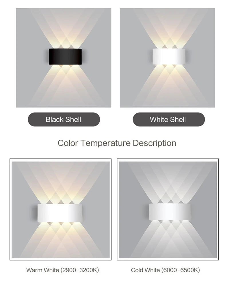 Aluminum LED Wall Lamp Waterproof IP65 interior wall light Up and Down Outdoor Garden Lights Bedroom Living Room Stairs Lighting - Dreamy-Designs Store Online