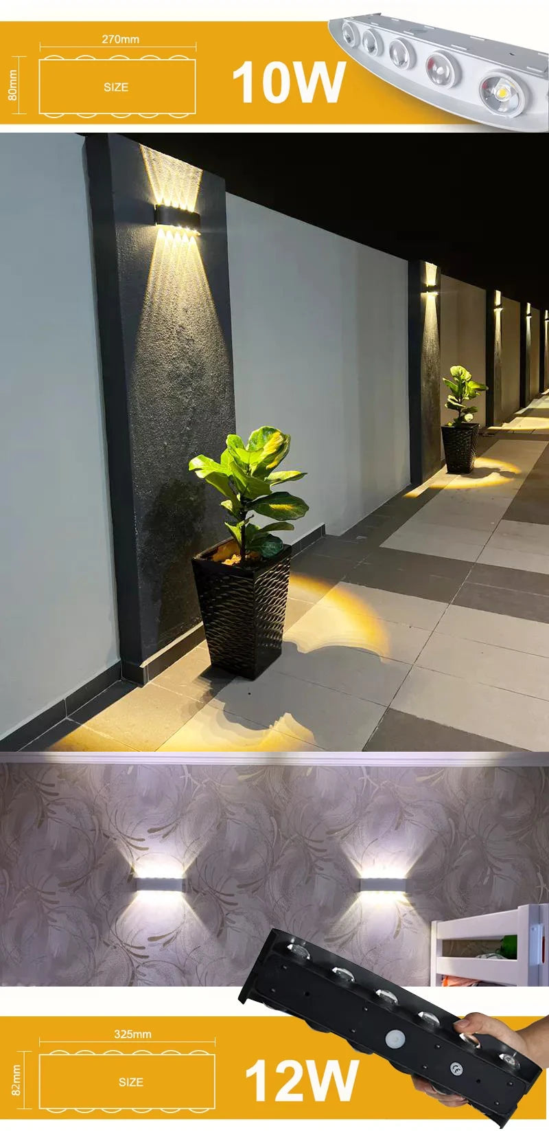 Aluminum LED Wall Lamp Waterproof IP65 interior wall light Up and Down Outdoor Garden Lights Bedroom Living Room Stairs Lighting - Dreamy-Designs Store Online