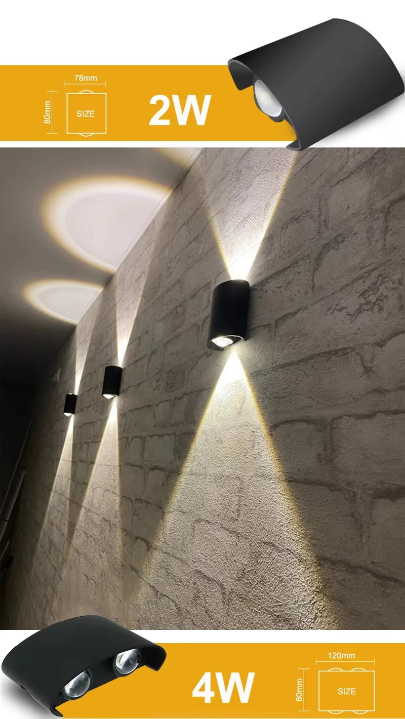 Aluminum LED Wall Lamp Waterproof IP65 interior wall light Up and Down Outdoor Garden Lights Bedroom Living Room Stairs Lighting - Dreamy-Designs Store Online