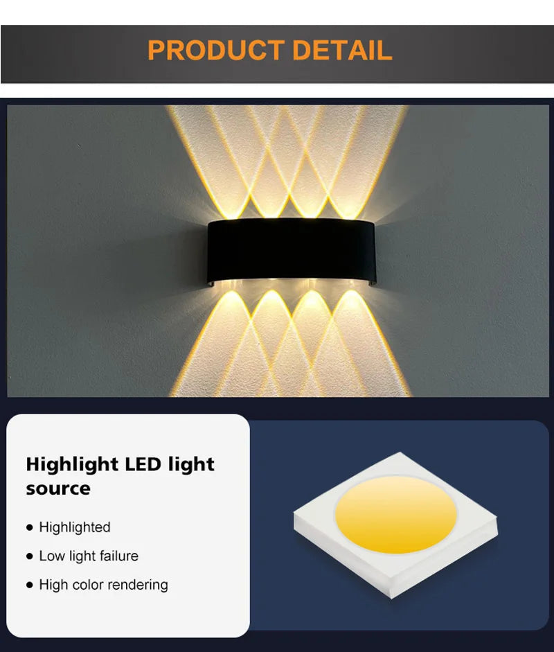 Aluminum LED Wall Lamp Waterproof IP65 interior wall light Up and Down Outdoor Garden Lights Bedroom Living Room Stairs Lighting - Dreamy-Designs Store Online