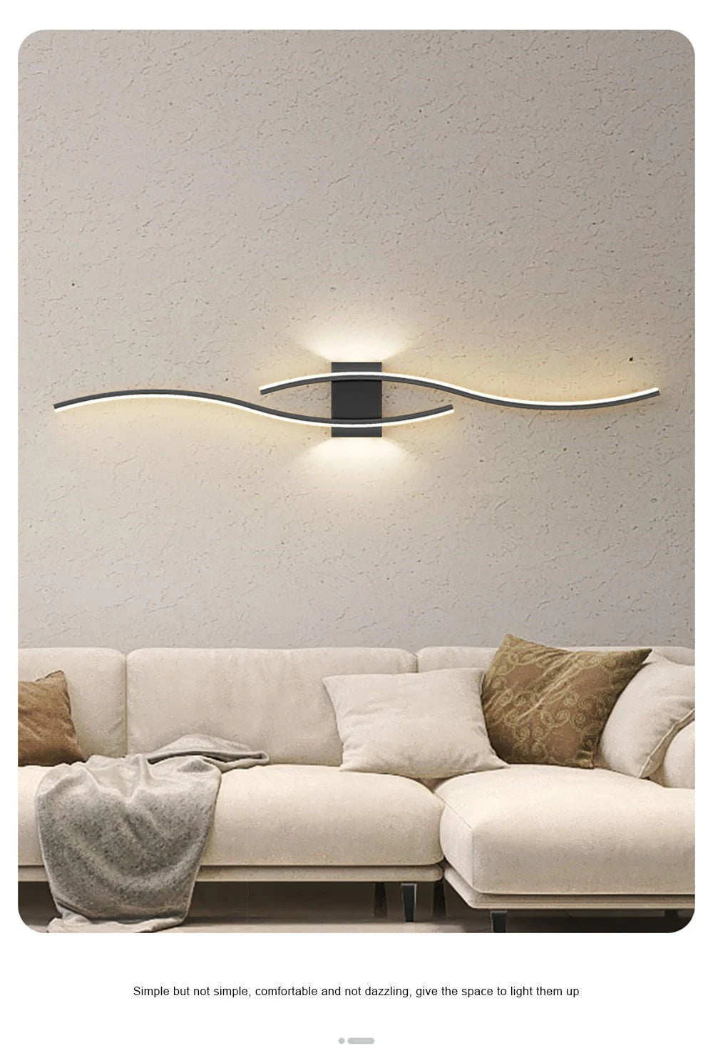 Modern LED Strip Wall Lamp Double Curve Remote Control Light Bedside Decor Black Gold Wall Sconces Living Room Bedroom Led Fixtu - Dreamy-Designs Store Online