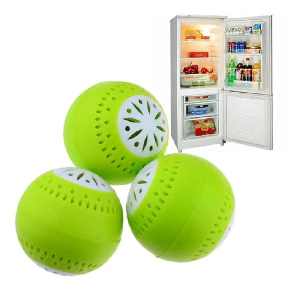 3 Pcs/Set Refrigerator Deodorant Balls (Active Carbon) / Fridge Odor Removal / Kitchen Tool / Household Cleaning Product (Green, 4cm Diameter) - Dreamy-Designs Store Online