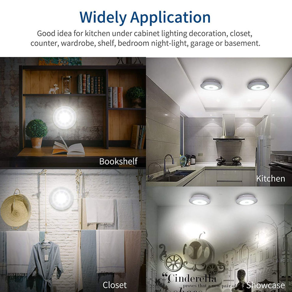 Smart Wireless Led Light Kitchen Under Furniture Dimmable Lamps Bedroom Wardrobe Lighting Round with Remote Control LED Lights - Dreamy-Designs Store Online