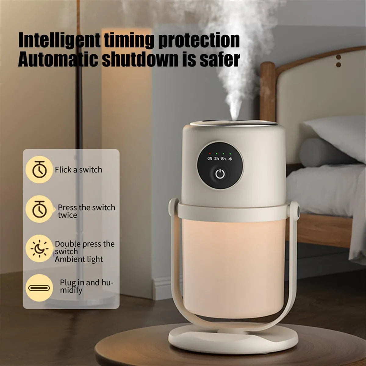 A96Q Smart Home Large Capacity Atomizer USB Silent Night Light Small Air Purifying Humidifier (Creamy-White) / Ultra-Quiet / Easy-Fill / Relaxing Atmosphere / Perfect Gift - Dreamy-Designs Store Online