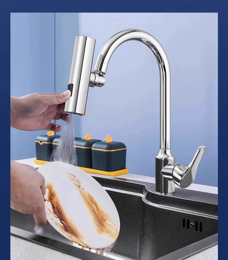 New Kitchen Waterfall Three-mode Universal Swivel Extension Faucet Splash-proof Nozzle Sink Multi-function