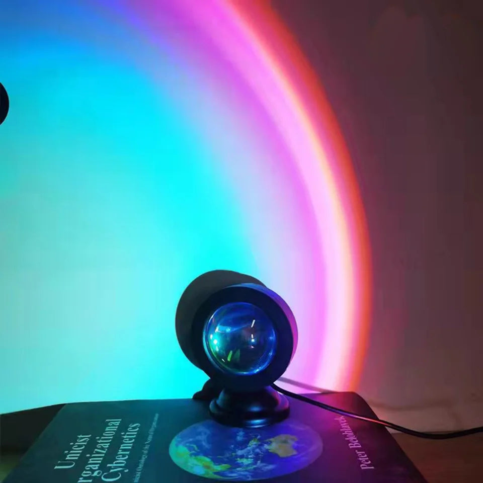 Mini USB Sunset Lamp Led Projector Night Light 16 Colors Switch Rainbow Atmosphere Home Bedroom Background Wall Decoration Gift - Dreamy-Designs Store Online