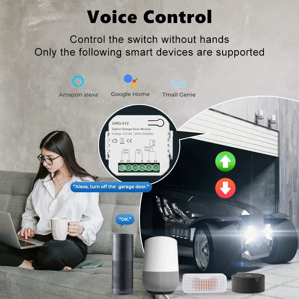 Tuya WiFi Zigbee Smart Garage Door Controller Opener Universal Garage Door Control Switch Voice Control for Alexa Google home