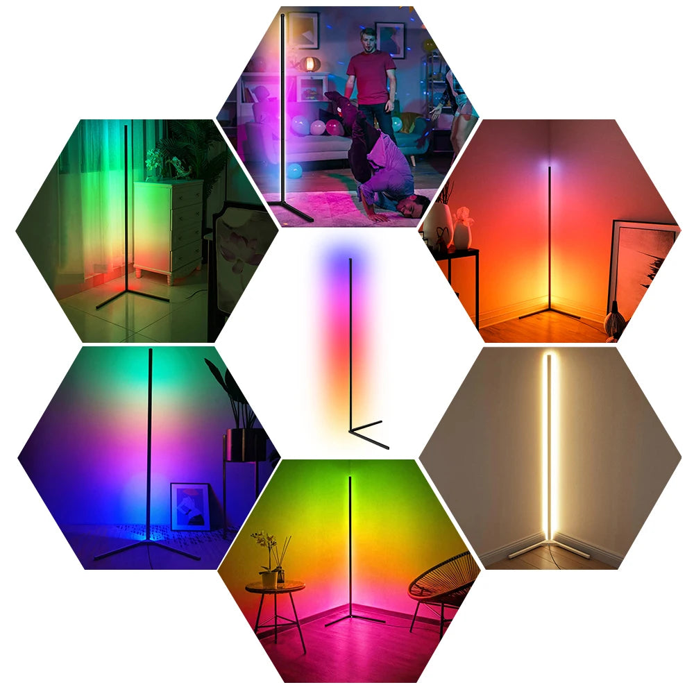 Living Room Dimmable RGB Corner Floor Lamp 140cm Stand Smart APP LED Mood Light for Bedroom Nordic Home Decor Interior lighting - Dreamy-Designs Store Online