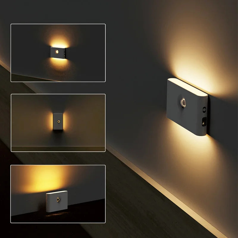 Smart Linkage Motion Sensor Night Light Rechargeable Wireless Magnetic LED Induction Lamp Wall Home Bedroom Kitchen Staircase - Dreamy-Designs Store Online