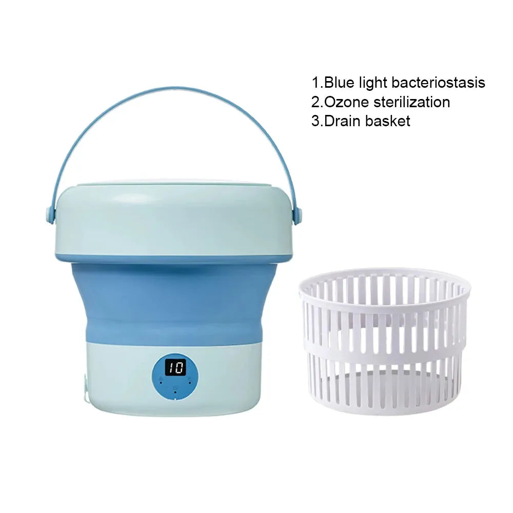 Folding Portable Washing Machine (6L/11L) With Spin Dryer "For Clothes, Travel, Home" (Ultrasonic Underwear/Socks Mini Washer) "110V/220V" - Dreamy-Designs Store Online