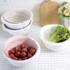 Double Layer Rotating Fruit And Vegetable Basket (23*11cm) / Removable Kitchen Drain Tray / PP Material / 4 Colors Available / Gentle On Delicate Fruits - Dreamy-Designs Store Online