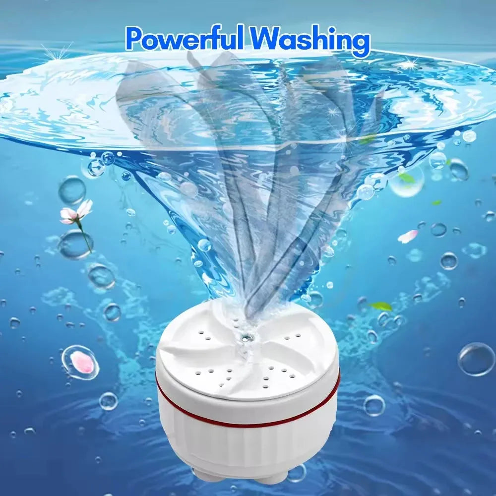 Portable Mini Washing Machine (USB Powered) / Ultrasonic Turbo Washer / Home & Travel Use / Clean Clothes, Socks & Dishes - Dreamy-Designs Store Online