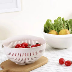 Double Layer Rotating Fruit And Vegetable Basket (23*11cm) / Removable Kitchen Drain Tray / PP Material / 4 Colors Available / Gentle On Delicate Fruits - Dreamy-Designs Store Online