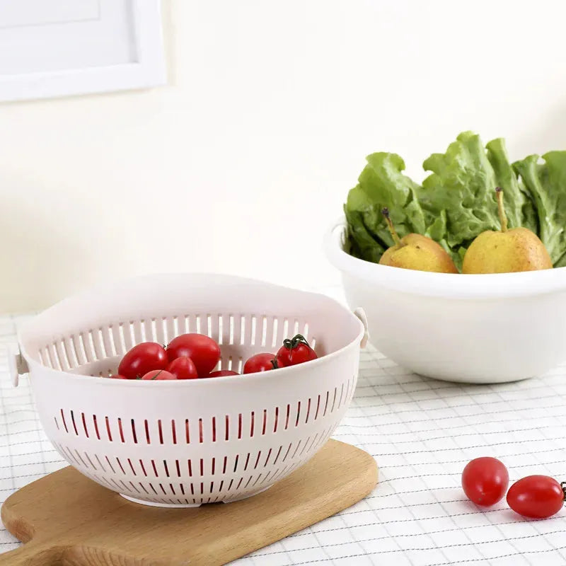 Double Layer Rotating Fruit And Vegetable Basket (23*11cm) / Removable Kitchen Drain Tray / PP Material / 4 Colors Available / Gentle On Delicate Fruits - Dreamy-Designs Store Online