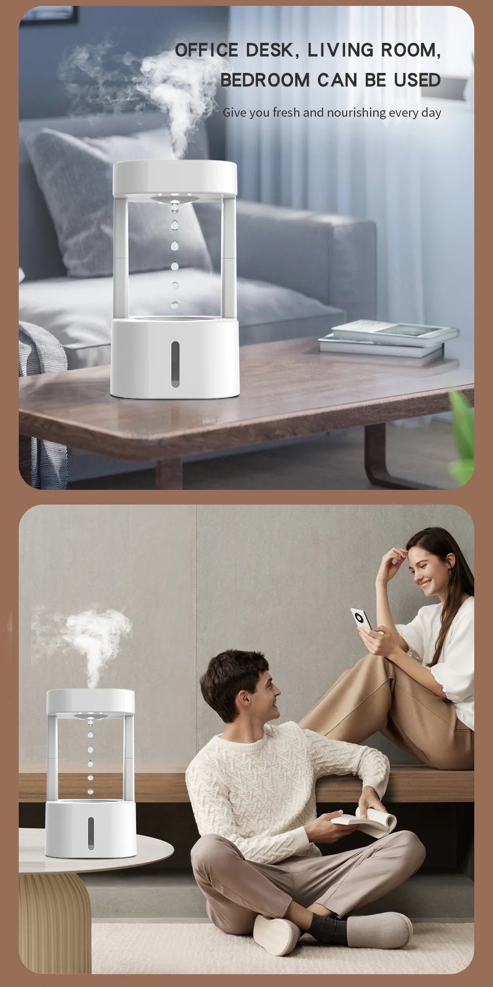 580ML Anti-Gravity Water Drop Humidifier (3 Modes) / Levitating Water Drops / Ultrasonic Cool Mist Maker / Fogger / LED Night Light / Essential Oil Diffuser / Aromatherapy / Home Office Portable - Dreamy-Designs Store Online