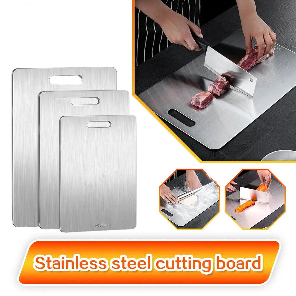 316 Stainless Steel Double-Sided Cutting Board / Chopping Block / Kneading Dough Board (Rectangle, Thickened, Eco-Friendly) For Kitchen & Household Use - Dreamy-Designs Store Online