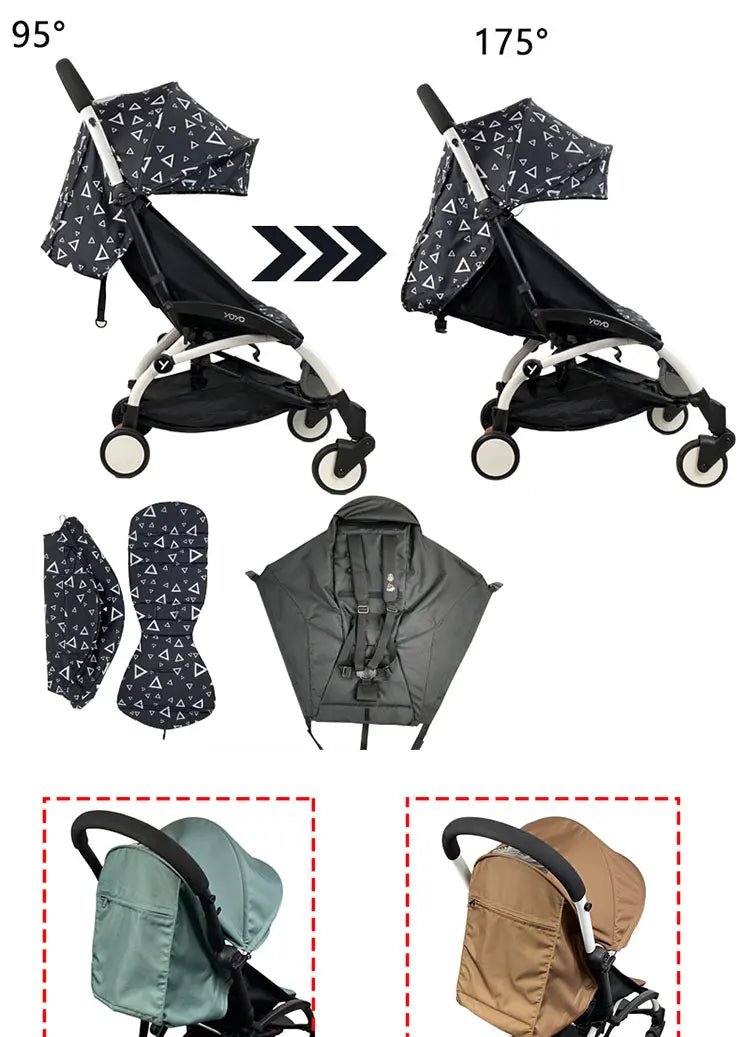 3pcs/set 175 Stroller Accessories Canopy Cover Seat Cushion For Babyyoya Sunshade Cover Seat Mattress With Zipper Pocket - Dreamy-Designs Store Online