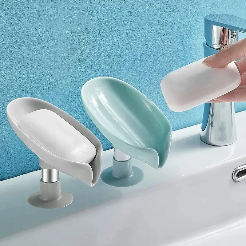 Leaf-Shaped Soap Holder (2pcs) "Suction Cup Design" / Drain Tray / Drying Rack (For Shower, Kitchen, Bathroom) "Sponge Container" / Home Accessories - Dreamy-Designs Store Online