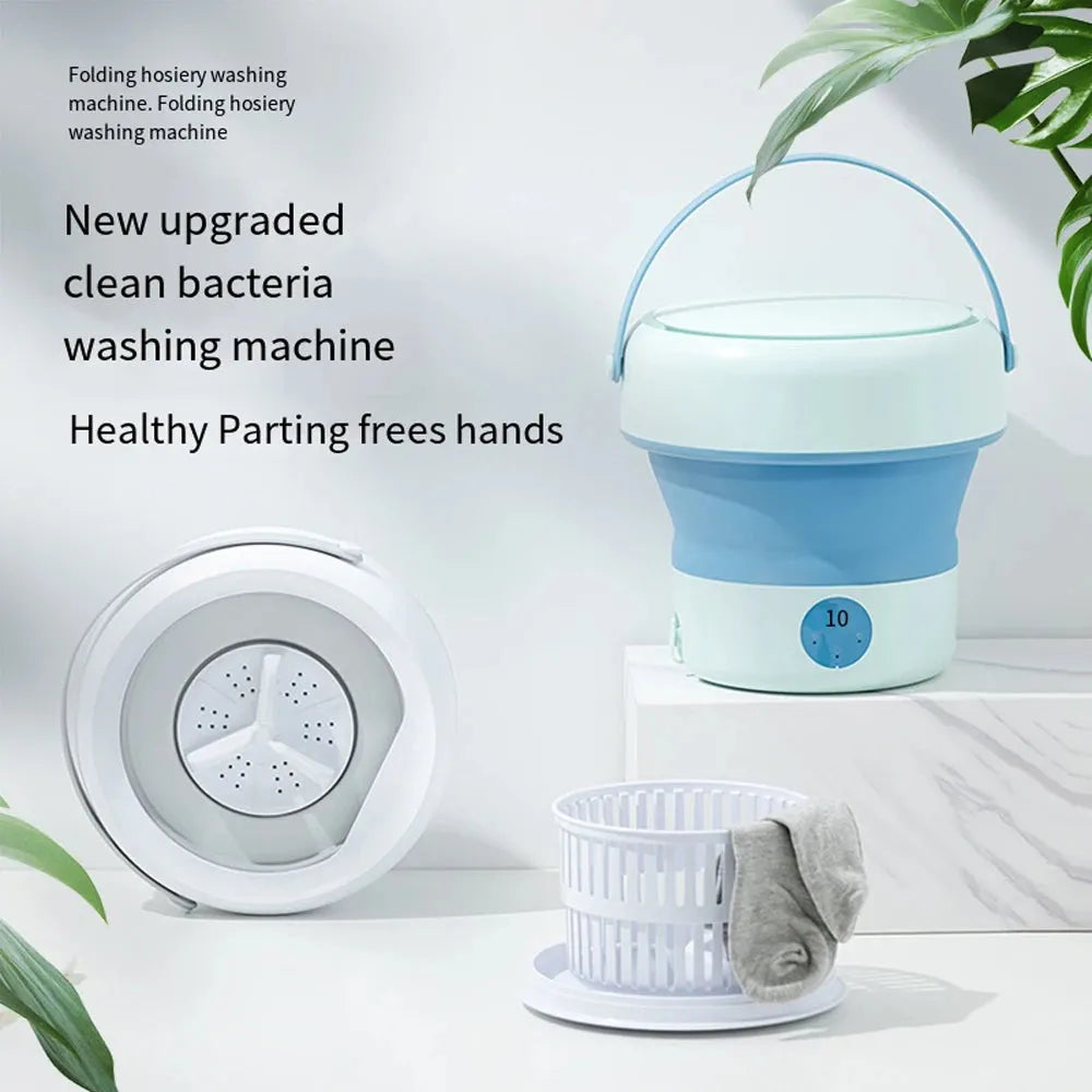 Folding Portable Washing Machine (6L/11L) With Spin Dryer "For Clothes, Travel, Home" (Ultrasonic Underwear/Socks Mini Washer) "110V/220V" - Dreamy-Designs Store Online