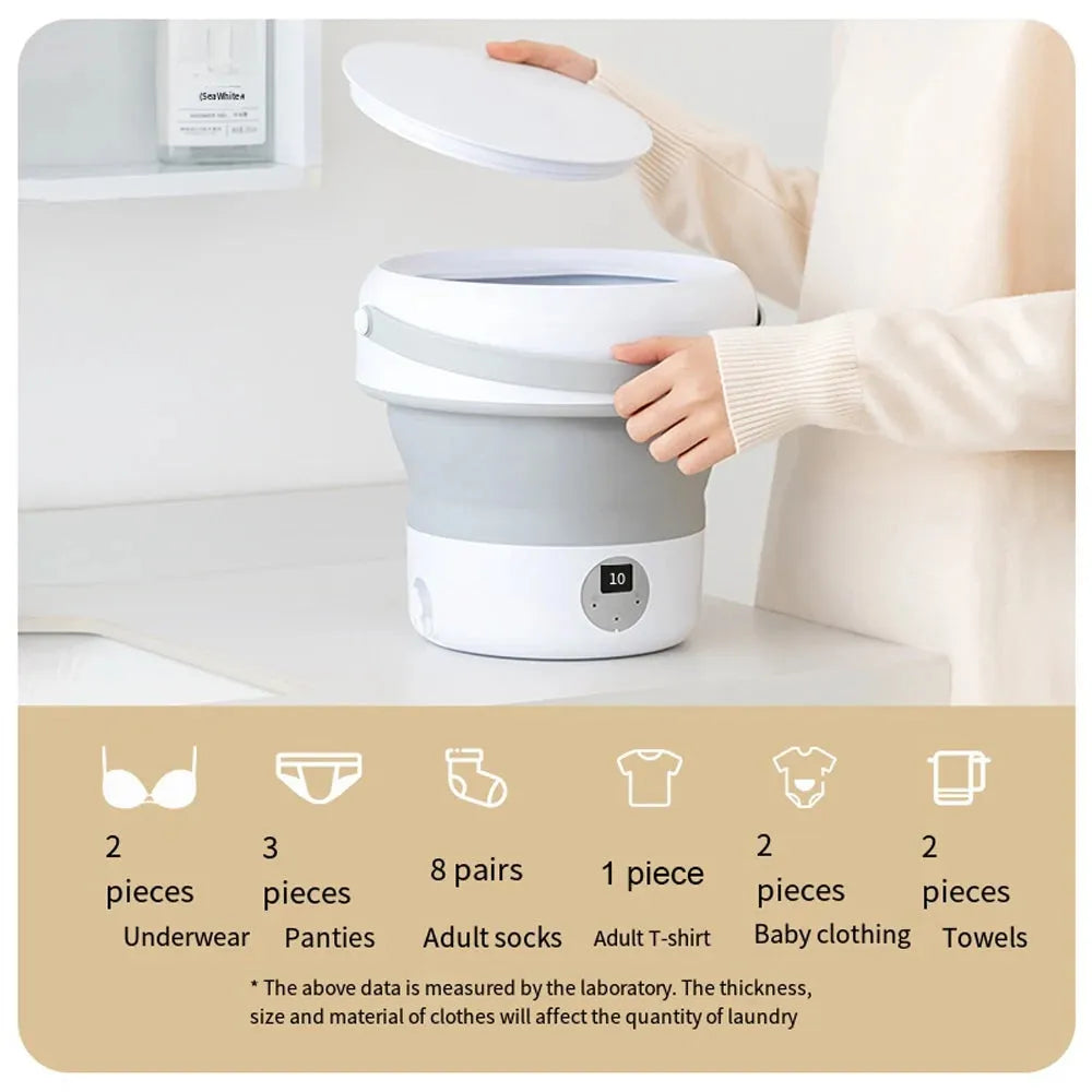 Folding Portable Washing Machine (6L/11L) With Spin Dryer "For Clothes, Travel, Home" (Ultrasonic Underwear/Socks Mini Washer) "110V/220V" - Dreamy-Designs Store Online