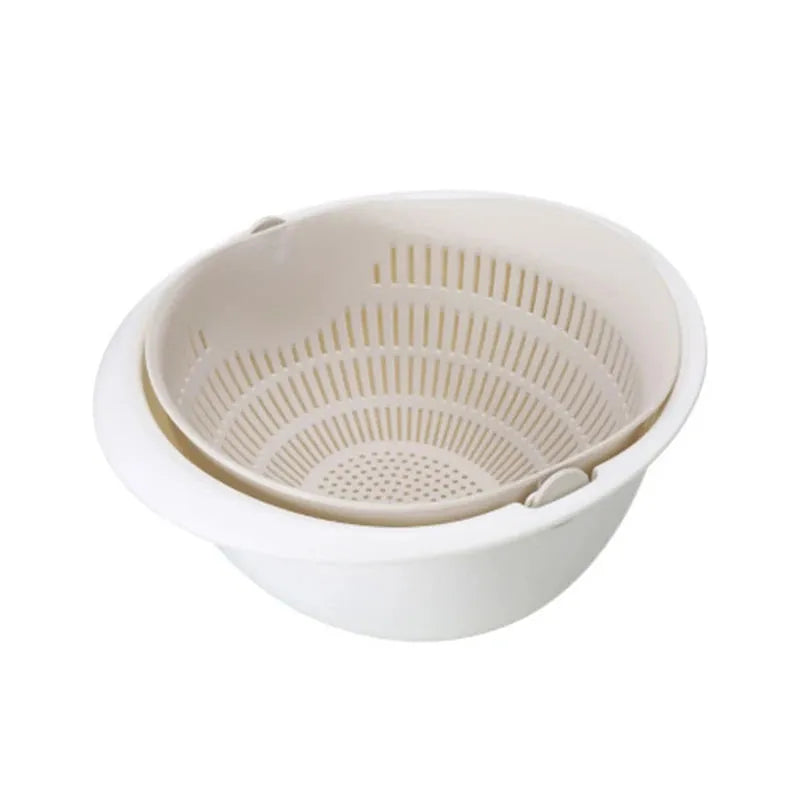 Double Layer Rotating Fruit And Vegetable Basket (23*11cm) / Removable Kitchen Drain Tray / PP Material / 4 Colors Available / Gentle On Delicate Fruits - Dreamy-Designs Store Online